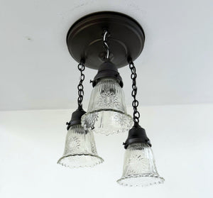 Antique Diamond Floral Flare Ceiling Light Trio - The Lamp Goods