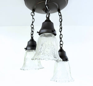 Antique Diamond Floral Flare Ceiling Light Trio - The Lamp Goods