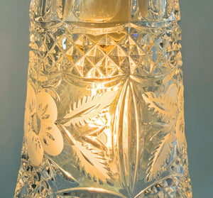 Etched Floral Scrollwork Vintage Glass Pendant Light