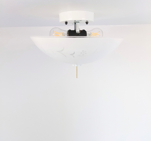 White Floral Leaf Dome Ceiling Light