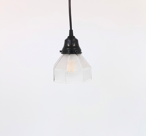 Frosted Panel Clear Rib Octagon Pendant