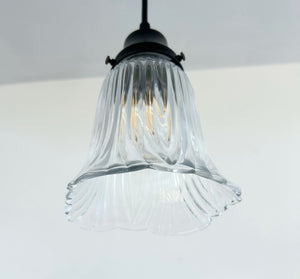 Heavy Pressed Scallop Flare Holophane Pendant
