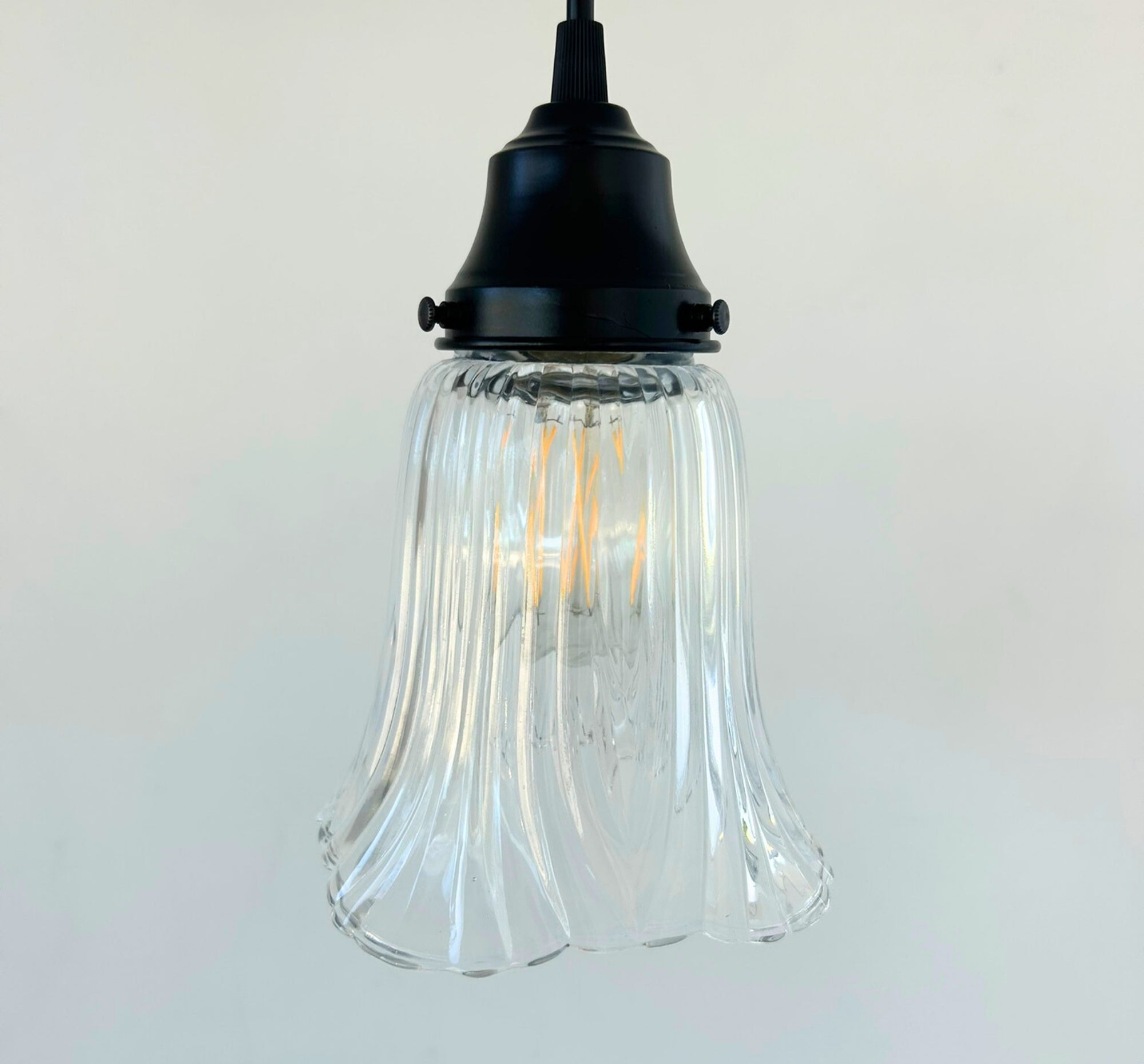 Heavy Pressed Scallop Flare Holophane Pendant