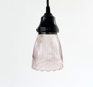 Lavender Ribbed Flower Glass Pendant - The Lamp Goods