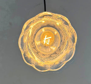 Etched Floral Scrollwork Vintage Glass Pendant Light
