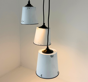 Farmhouse White Barn Distressed Trio Pendant