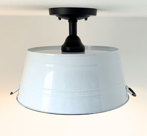 White Enamel Country Barn Ceiling Light