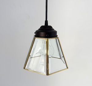 Large Brass and Glass Pendant Light