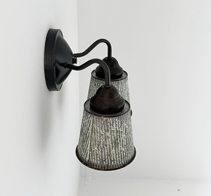 Farmhouse Lime Washed Bucket Double Sconce