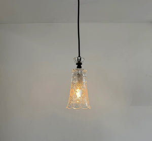 Etched Floral Scrollwork Vintage Glass Pendant Light