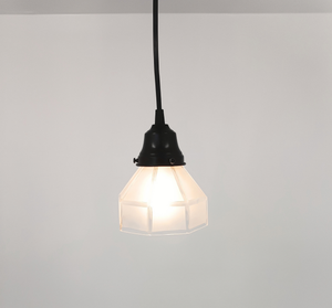 Frosted Panel Clear Rib Octagon Pendant