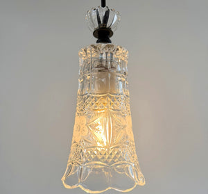 Etched Floral Scrollwork Vintage Glass Pendant Light