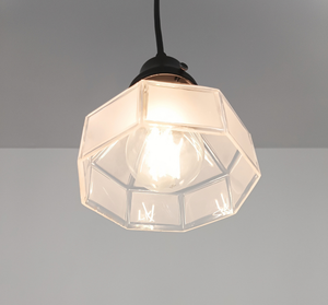 Frosted Panel Clear Rib Octagon Pendant