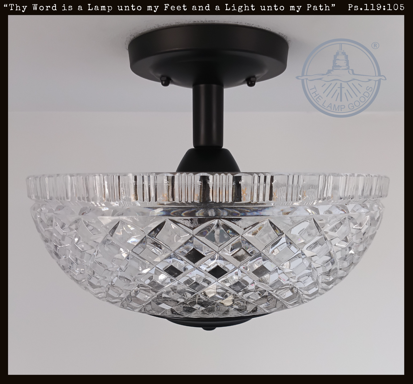 Heavy Pressed Diamond Antique Glass Ceiling Light