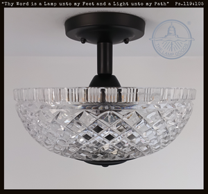 Heavy Pressed Diamond Antique Glass Ceiling Light