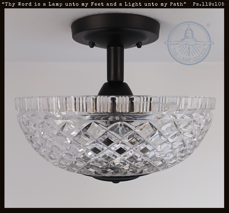 Heavy Pressed Diamond Antique Glass Ceiling Light
