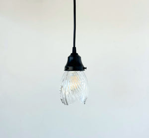 Clear Swirl Ribbed Heavy Vintage Pendant