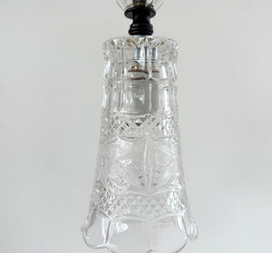 Etched Floral Scrollwork Vintage Glass Pendant Light
