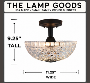 Heavy Pressed Diamond Antique Glass Ceiling Light