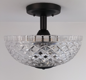 Heavy Pressed Diamond Antique Glass Ceiling Light