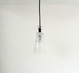 Etched Floral Scrollwork Vintage Glass Pendant Light