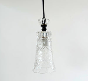 Etched Floral Scrollwork Vintage Glass Pendant Light