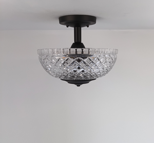 Heavy Pressed Diamond Antique Glass Ceiling Light