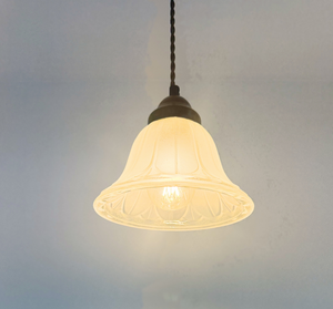 Wide Flare Frosted Bell Iridescent Bubble Pendant