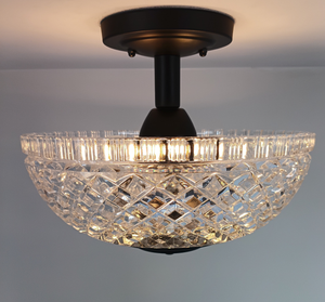 Heavy Pressed Diamond Antique Glass Ceiling Light