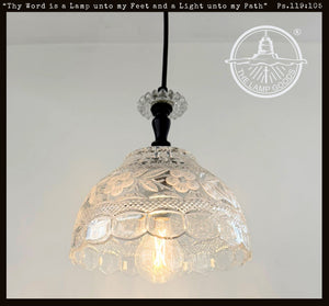 Vintage Cut Crystal Floral Dome Pendant Light