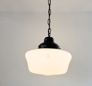 Beveled Schoolhouse Milk Glass Pendant