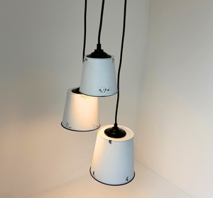 Farmhouse White Barn Distressed Trio Pendant