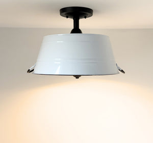 White Enamel Country Barn Ceiling Light