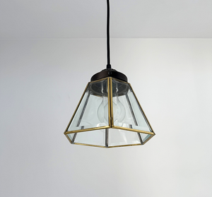 Large Brass and Glass Pendant Light