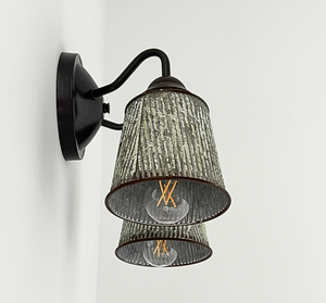 Farmhouse Lime Washed Bucket Double Sconce