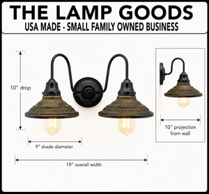 DOUBLE Rustic INDUSTRIAL Farmhouse Wall Light Fixture