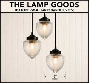 Acorn Glass Pendant Light Chandelier Trio