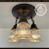 Antique HOLOPHANE 1960's CLEAR Glass Ceiling Light
