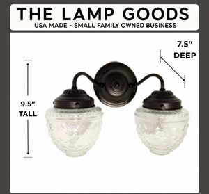 Antique Acorn Clear Glass Double Wall Sconce - The Lamp Goods