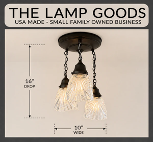 Antique Heavy Pressed Scallop Glass Ceiling Light Trio - The Lamp Goods
