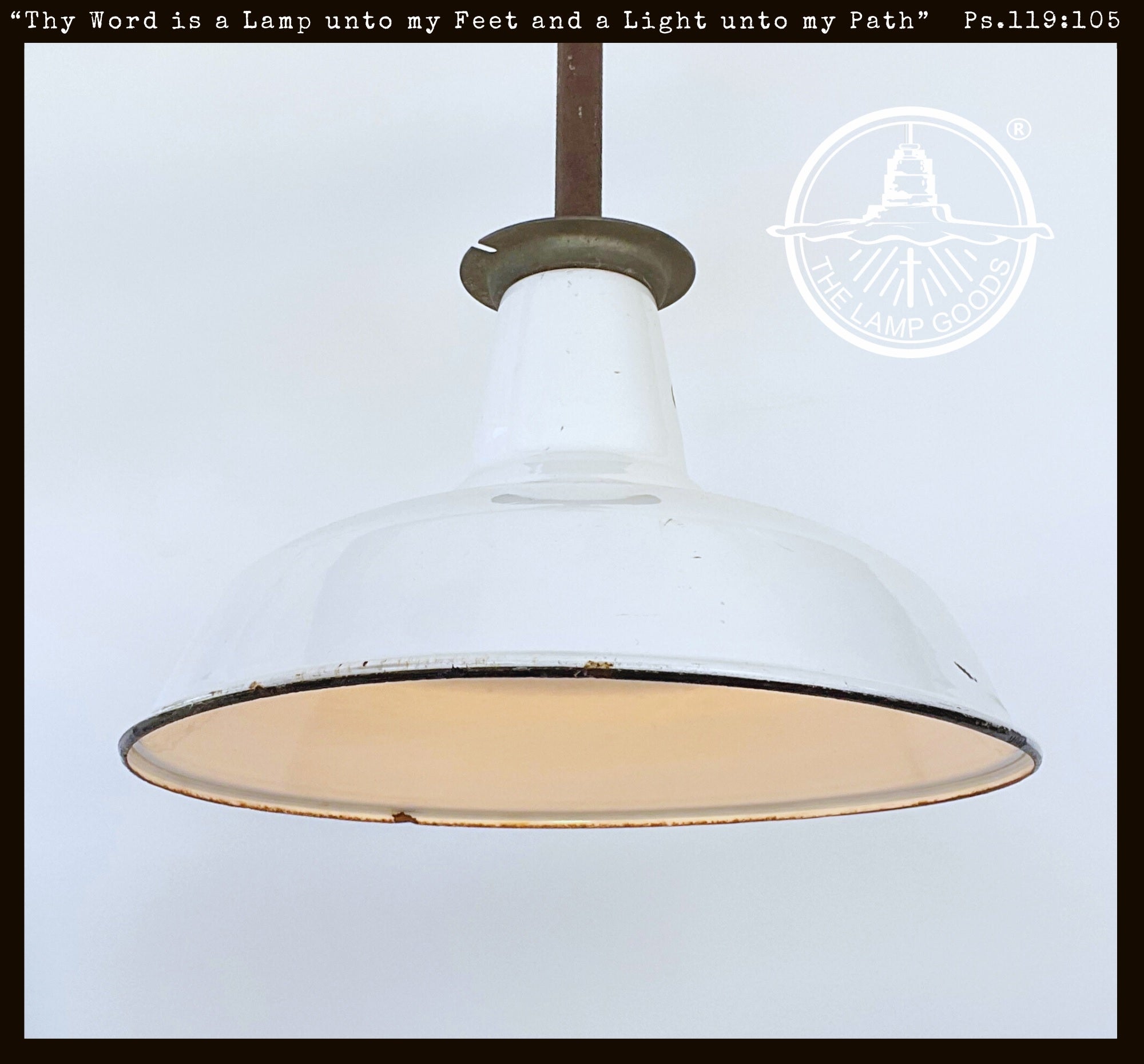 Large ORIGINAL FARM BARN White Enamel Pendant Light