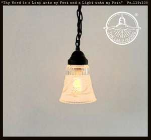 Vintage Floral Embossed Clear Rib Pendant - The Lamp Goods