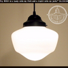 Classic Schoolhouse Milk Glass Pendant Light Fixture with black metal canopy
