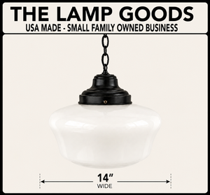 Beveled Schoolhouse Milk Glass Pendant