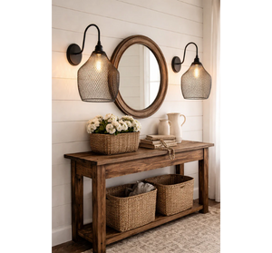 Black Farmstead Wire Lantern Wall Sconce - The Lamp Goods