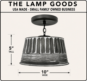 Black Ribbed Galvanized Ceiling Light