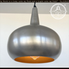 Modern Polished Steel Pendant Chandelier Light from The Lamp Goods; silver, gold interior.
