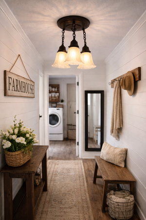 Vintage Angled Ribbed Ceiling Light Trio - The Lamp Goods