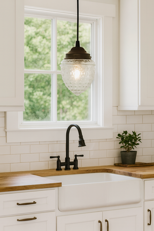 Vintage Clear Beehive Hobnail Glass Pendant