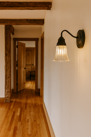 Thick Holophane Clear Glass Wall Sconce